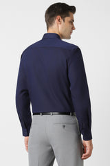 Men's Navy Office Wear Full Sleeves Shirt