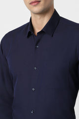 Men's Navy Office Wear Full Sleeves Shirt