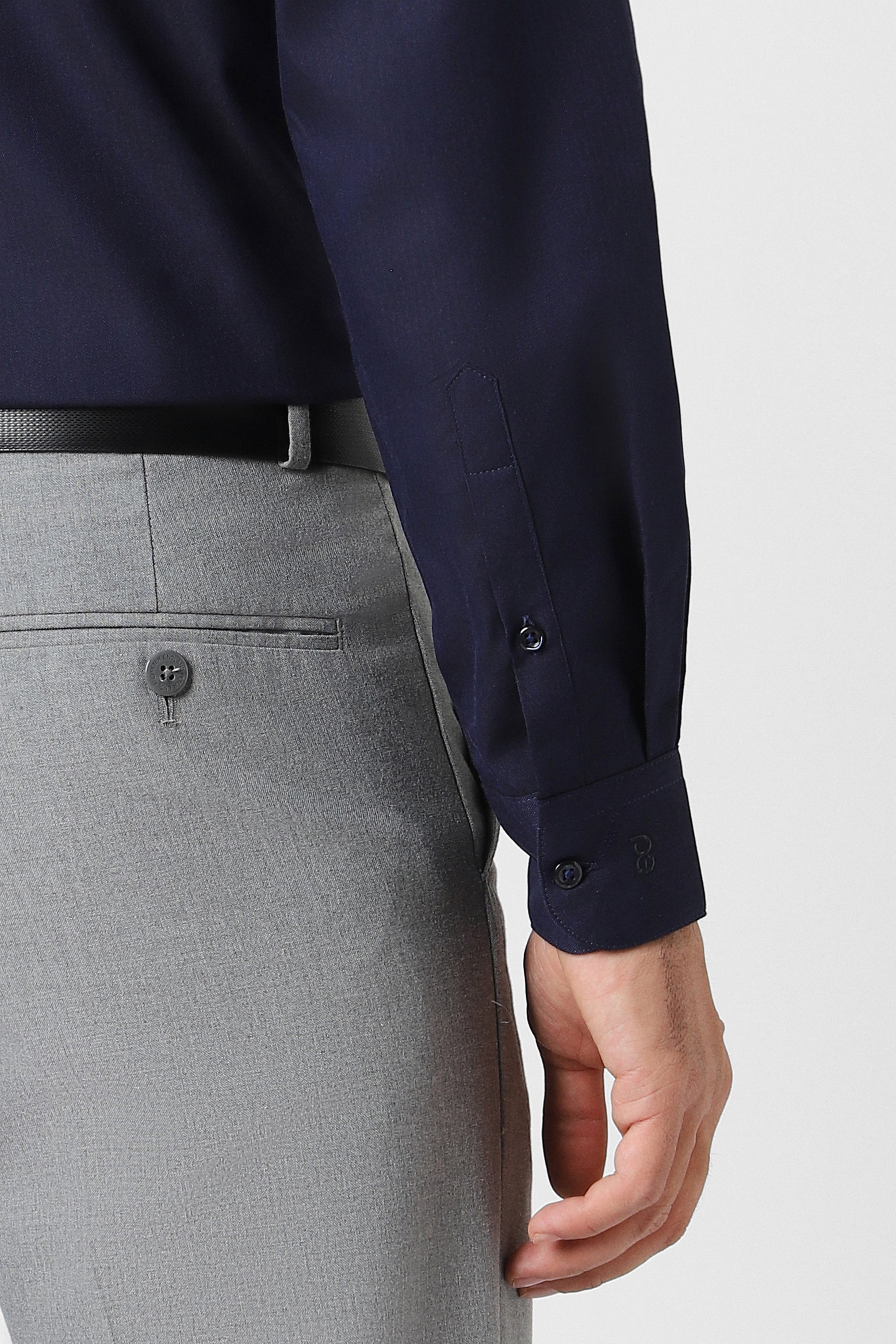Men's Navy Office Wear Full Sleeves Shirt