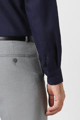 Men's Navy Office Wear Full Sleeves Shirt