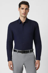 Men's Navy Office Wear Full Sleeves Shirt