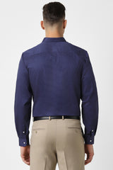 Men's Navy Office Wear Full Sleeves Shirt