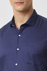 Men's Navy Office Wear Full Sleeves Shirt