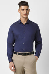 Men's Navy Office Wear Full Sleeves Shirt