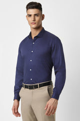 Men's Navy Office Wear Full Sleeves Shirt