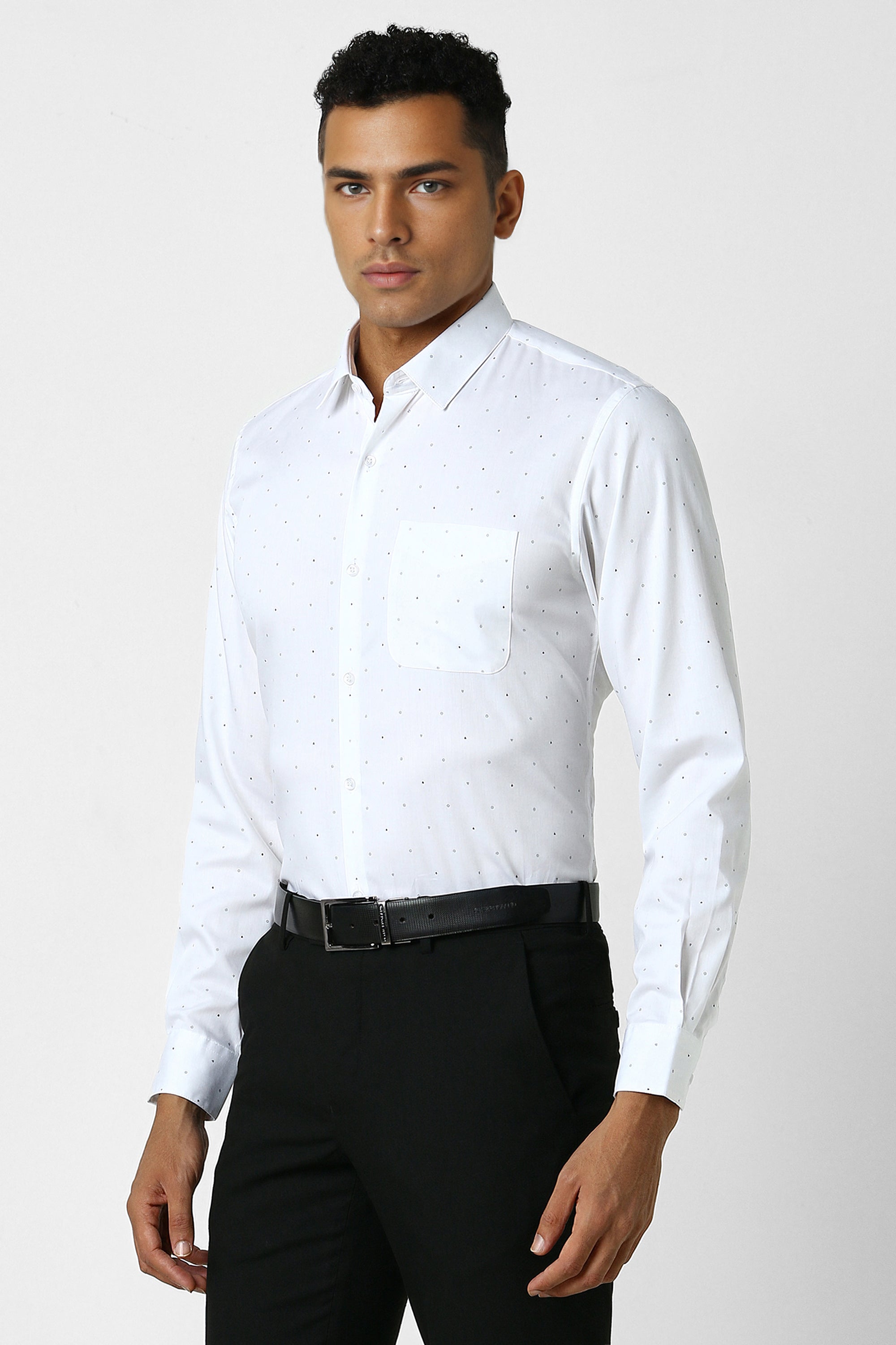 Men's White Office Wear Full Sleeves Shirt