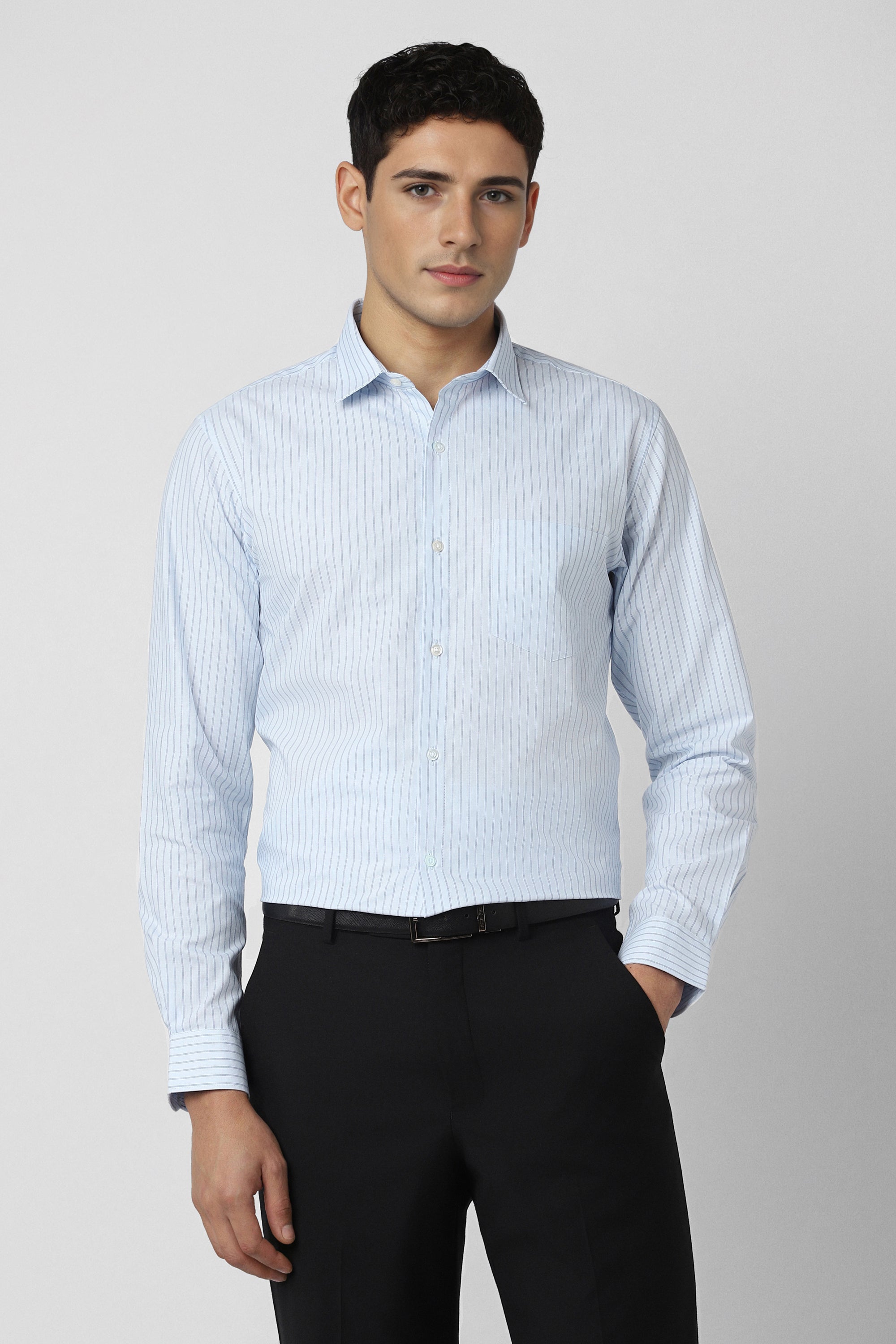 Men's Blue Office Wear Full Sleeves Shirt