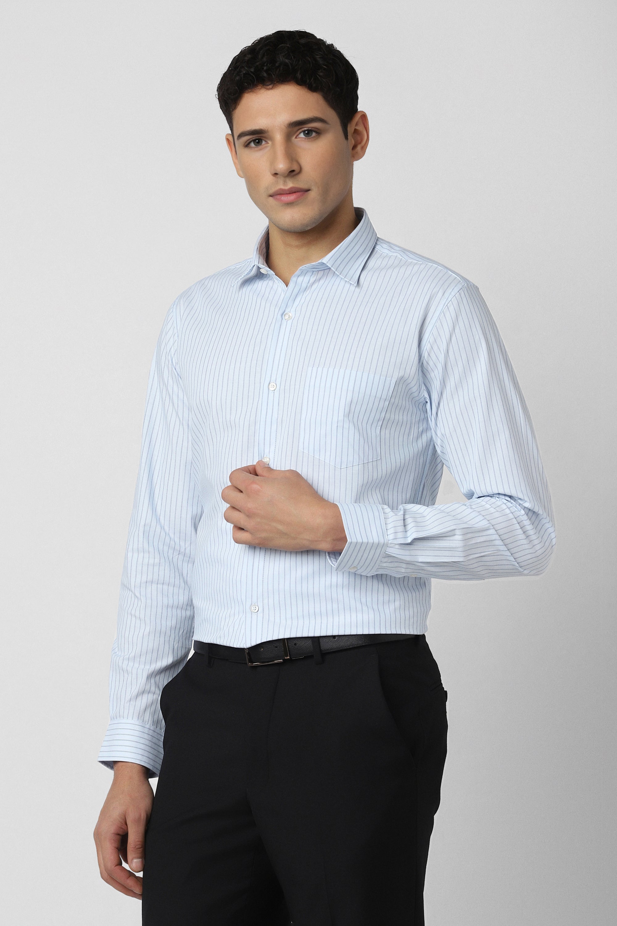 Men's Blue Office Wear Full Sleeves Shirt