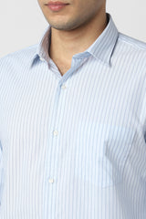 Men's Blue Office Wear Full Sleeves Shirt