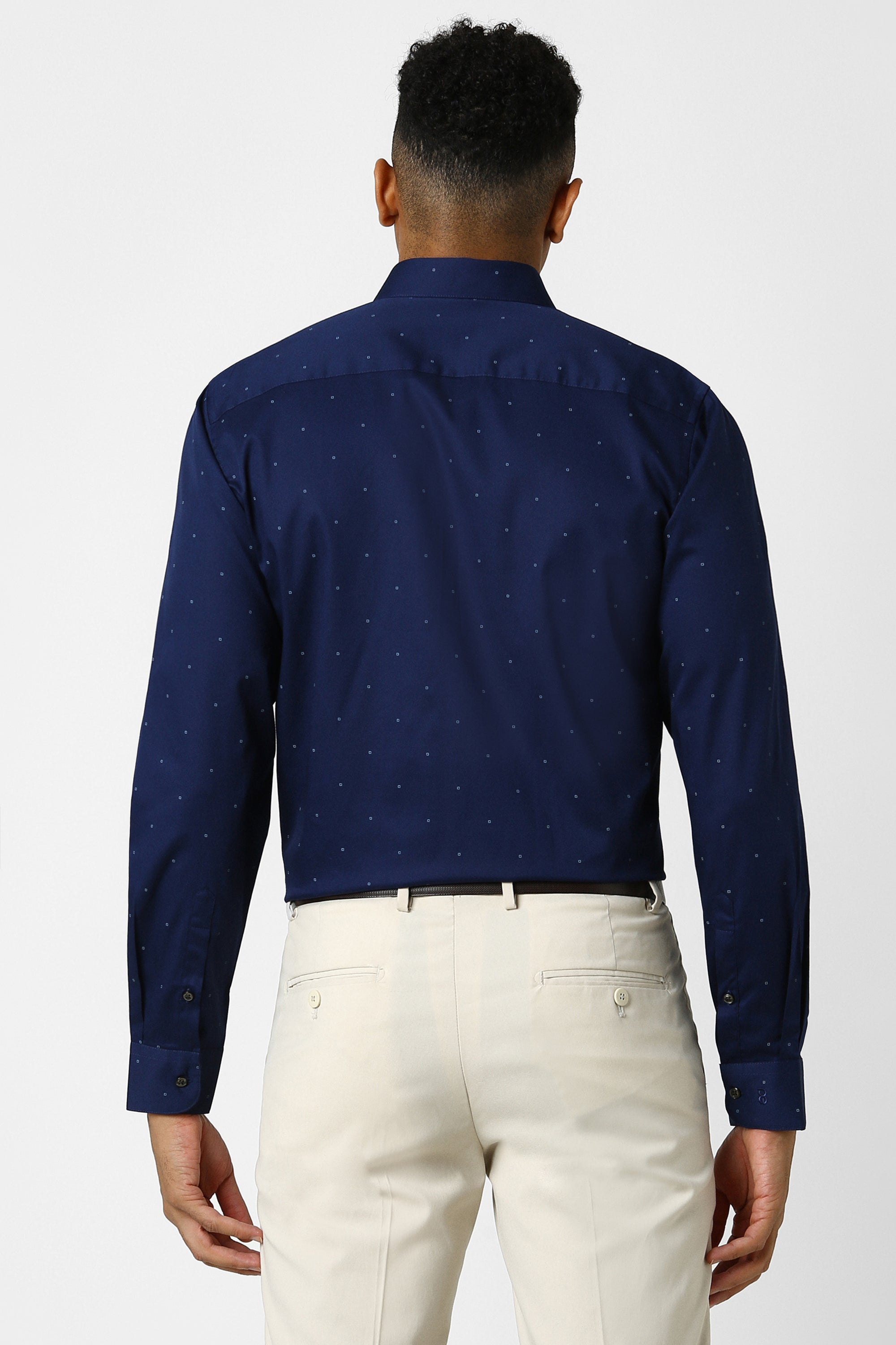 Men's Navy Office Wear Full Sleeves Shirt
