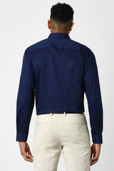 Men's Navy Office Wear Full Sleeves Shirt
