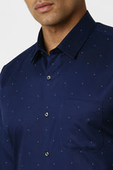 Men's Navy Office Wear Full Sleeves Shirt