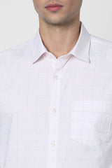 Men's Peach Office Wear Full Sleeves Shirt