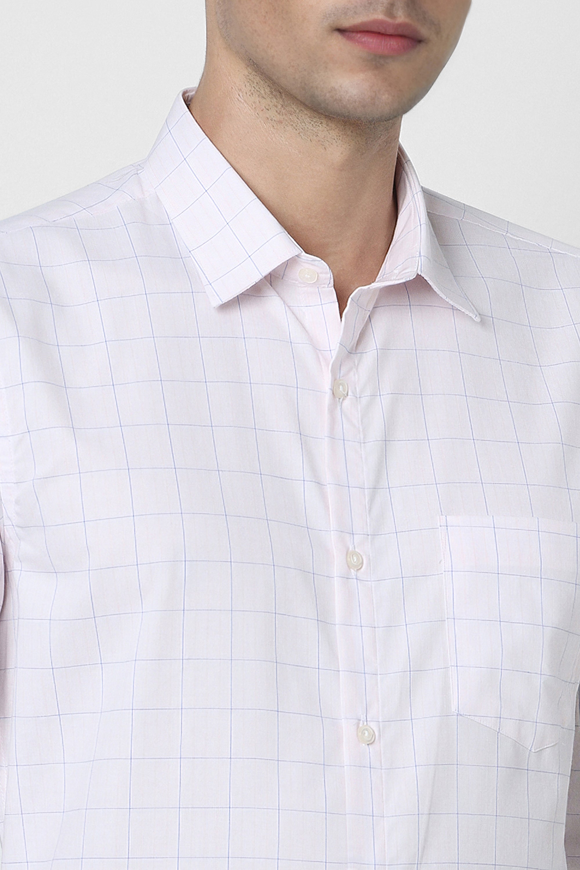 Men's Peach Office Wear Full Sleeves Shirt