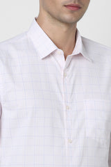 Men's Peach Office Wear Full Sleeves Shirt