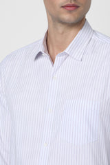 Men's Lilac Office Wear Full Sleeves Shirt