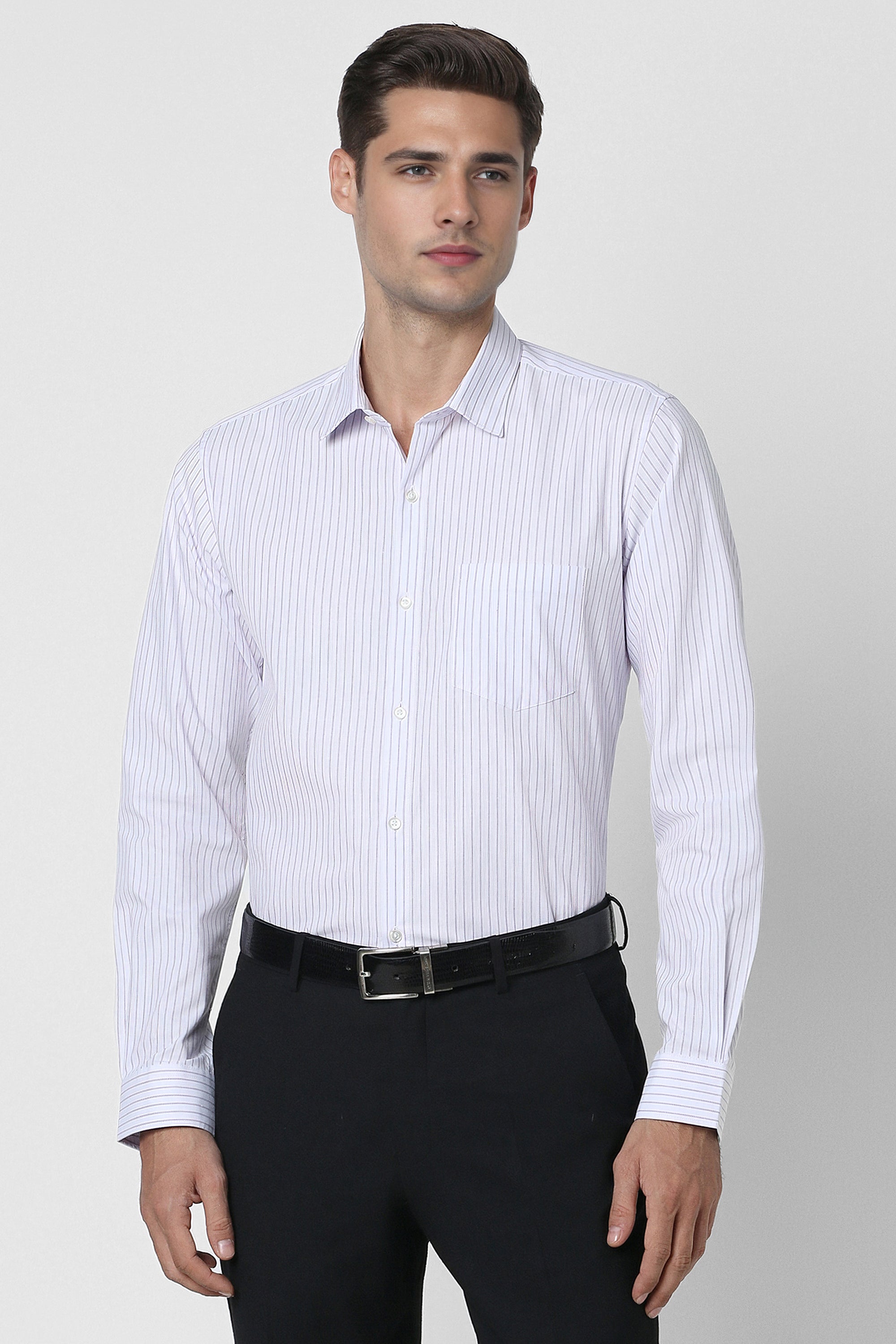 Men's Lilac Office Wear Full Sleeves Shirt