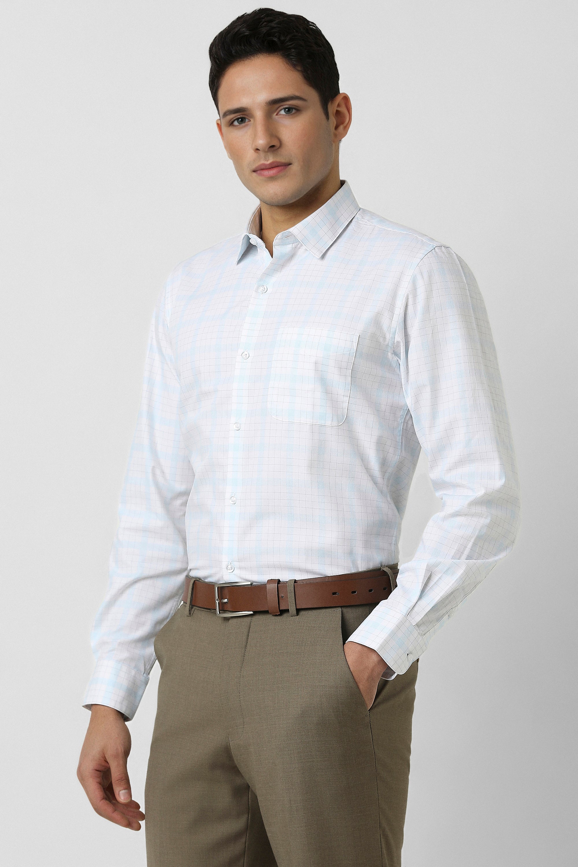 Men's White Office Wear Full Sleeves Shirt