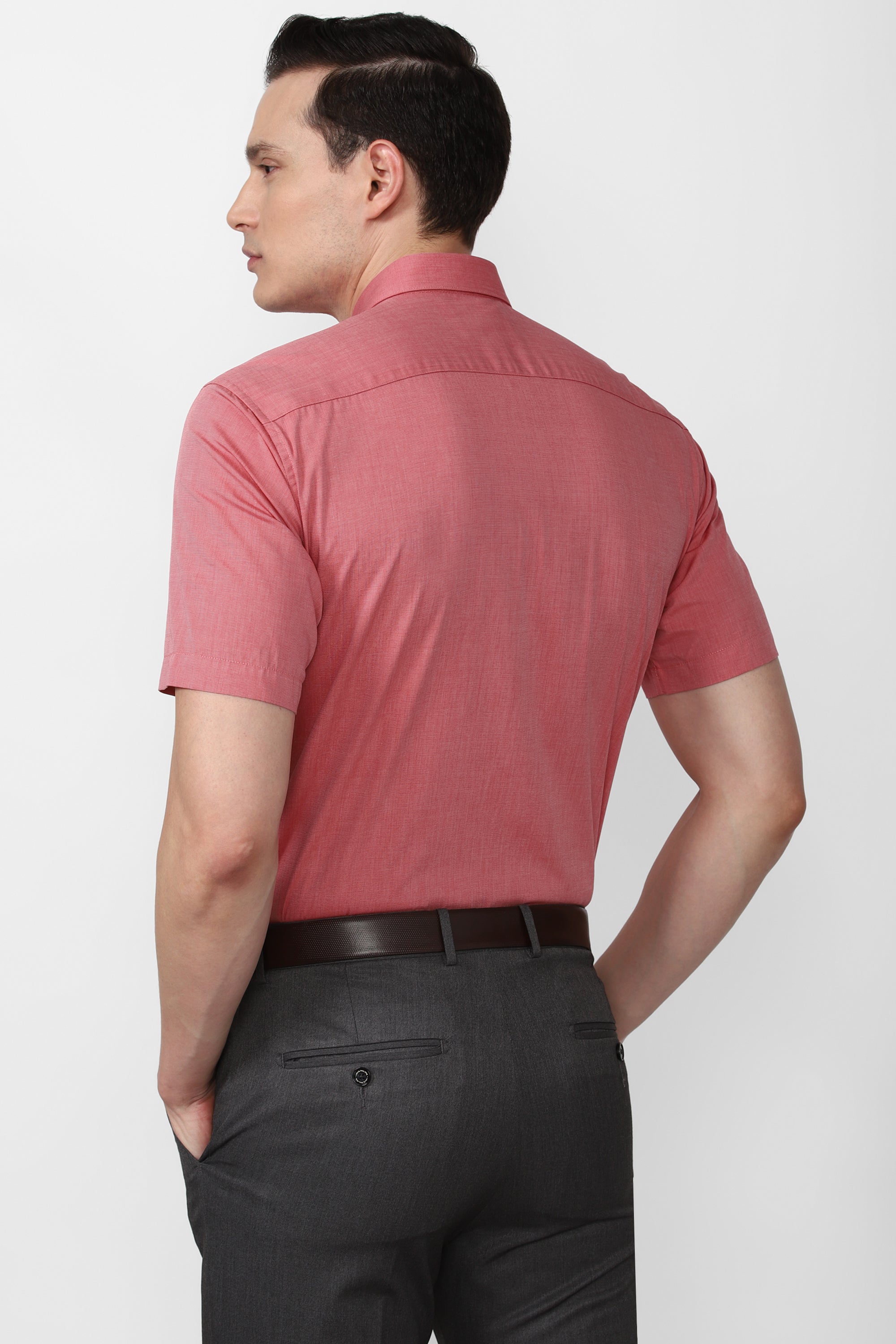Men's Red Office Wear Half Sleeves Shirt