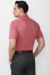 Men's Red Office Wear Half Sleeves Shirt