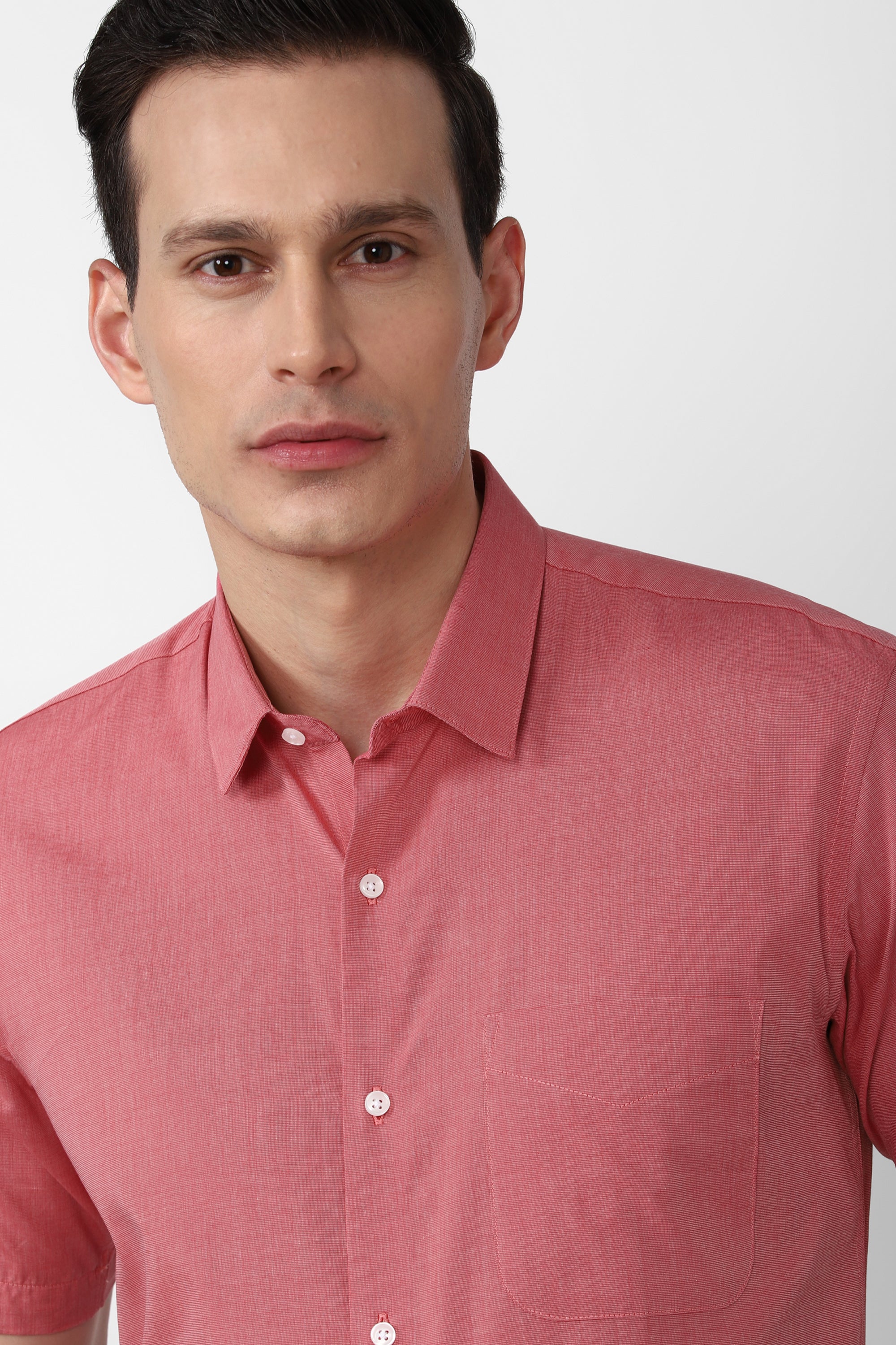 Men's Red Office Wear Half Sleeves Shirt