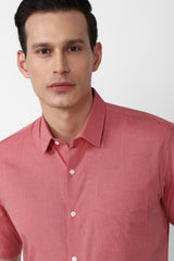 Men's Red Office Wear Half Sleeves Shirt