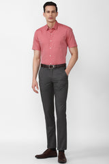 Men's Red Office Wear Half Sleeves Shirt