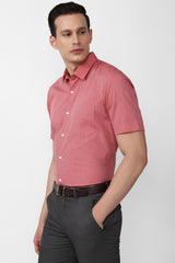 Men's Red Office Wear Half Sleeves Shirt