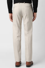 Men's Beige Formal Slim Fit Solid Trouser