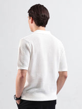 Men's White Casual Slim Fit Solid Half Sleeves Tshirt