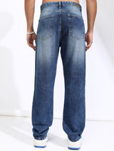 Men's Blue Straight Fit Light Fade Cotton Jeans