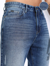 Men's Blue Straight Fit Light Fade Cotton Jeans
