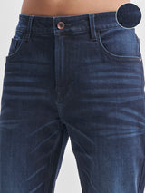 Men's Indigo Slim Fit Mid-Rise Heavy Fade Stretchable Jeans