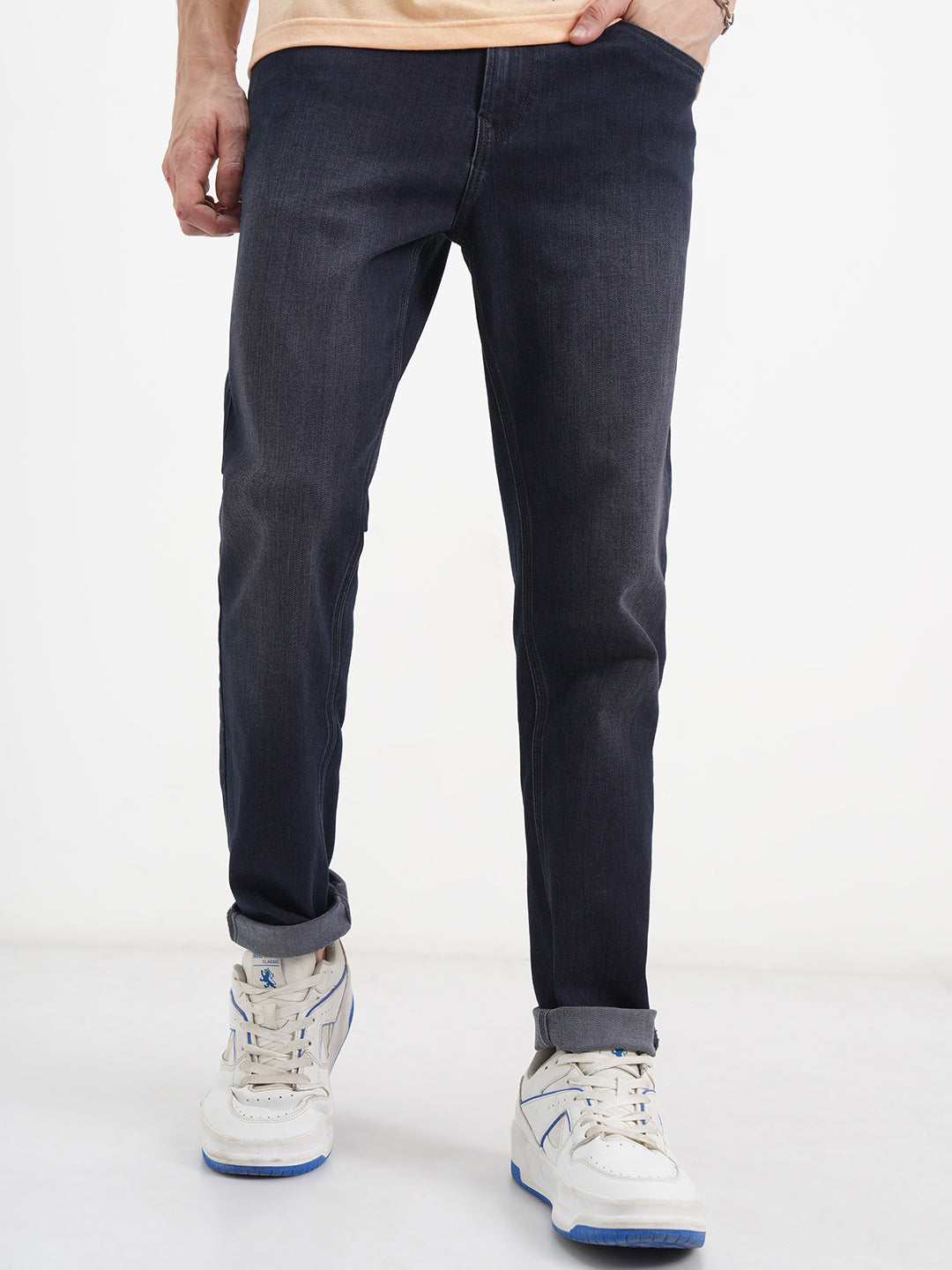 Men's Indigo Slim Fit Mid-Rise Stretchable Jeans