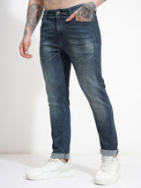 Men's Indigo Slim Fit Mid-Rise Stretchable Jeans