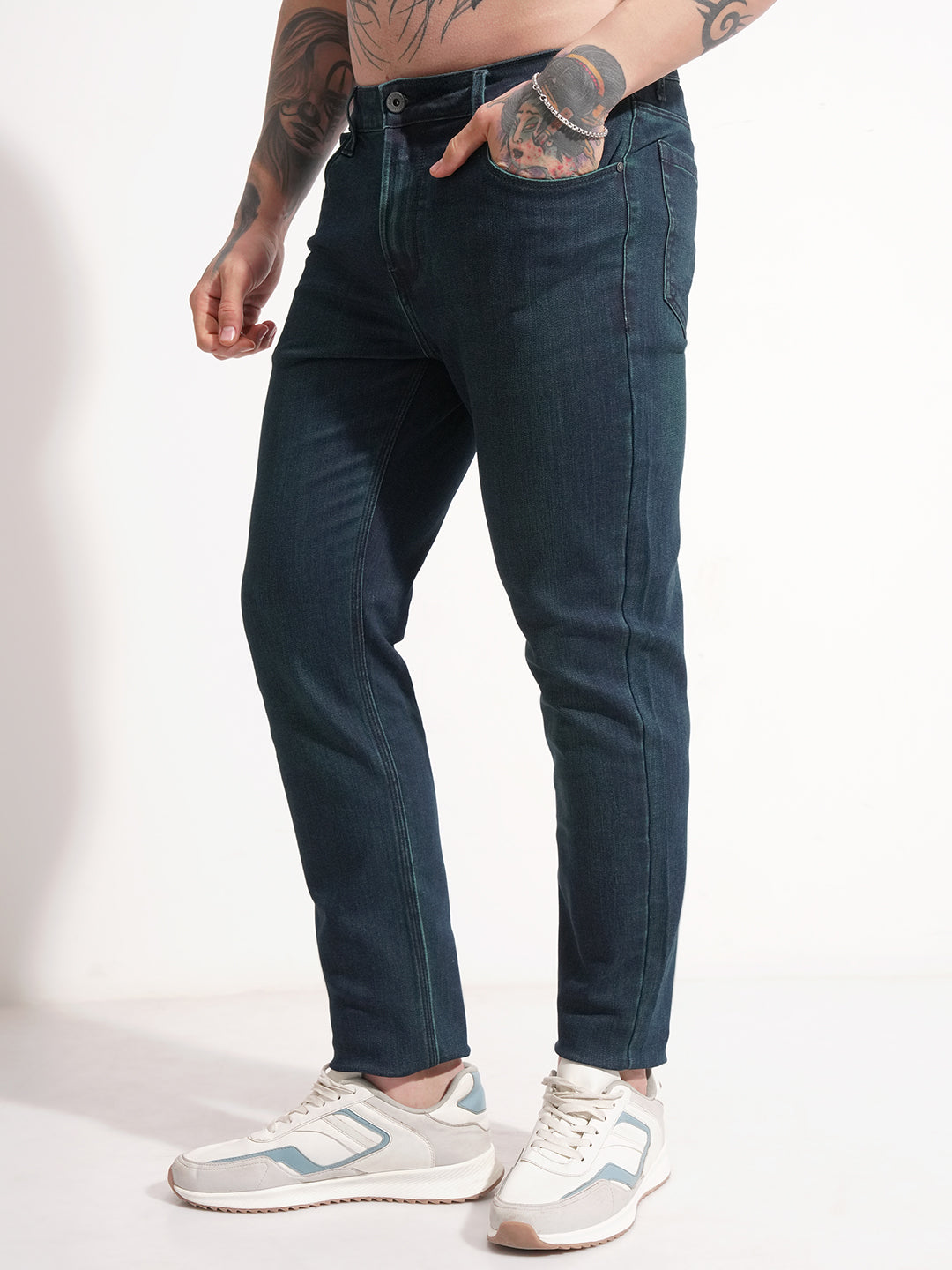 Men's Indigo Slim Fit Mid-Rise Stretchable Jeans