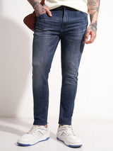 Men's Blue Slim Fit Mid-Rise Light Fade Stretchable Jeans