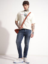 Men's Blue Slim Fit Mid-Rise Light Fade Stretchable Jeans