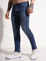 Men's Blue Slim Fit Mid-Rise Light Fade Stretchable Jeans
