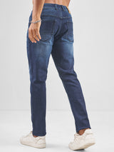 Men's Dark Blue Basic Casual 5 Pocket Jeans