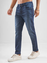 Men's Dark Blue Basic Casual 5 Pocket Jeans