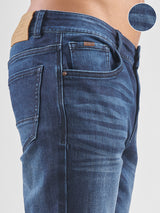 Men's Dark Blue Basic Casual 5 Pocket Jeans