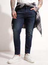 Men's Indigo Slim Fit Mid-Rise Light Fade Stretchable Jeans