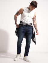 Men's Indigo Slim Fit Mid-Rise Light Fade Stretchable Jeans