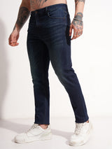 Men's Indigo Slim Fit Mid-Rise Light Fade Stretchable Jeans