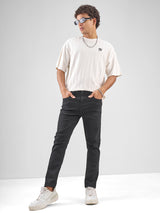 Men's Black Basic Solid 5 Pocket Jeans