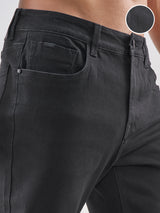 Men's Black Basic Solid 5 Pocket Jeans