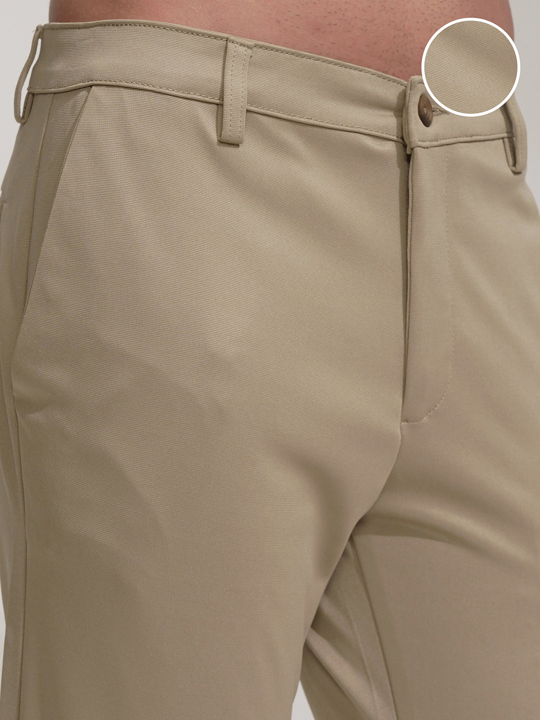 Men's Beige Mid-Rise Slim Fit Chinos