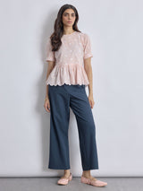 Women's Blush Embroidered Peplum Top