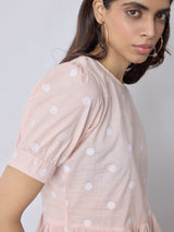 Women's Blush Embroidered Peplum Top